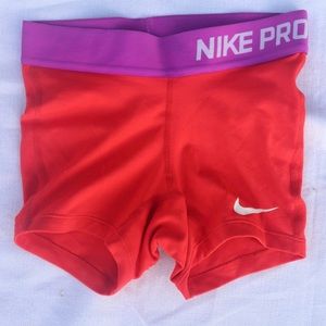 Girls Red & Purple Nike Pro Spandex